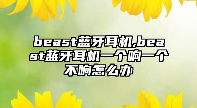 beast藍牙耳機,beast藍牙耳機一個響一個不響怎么辦