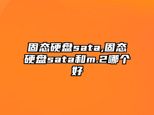 固態硬盤sata,固態硬盤sata和m.2哪個好