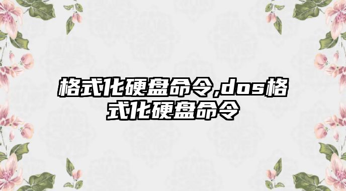 格式化硬盤命令,dos格式化硬盤命令