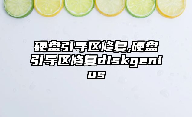 硬盤引導區修復,硬盤引導區修復diskgenius