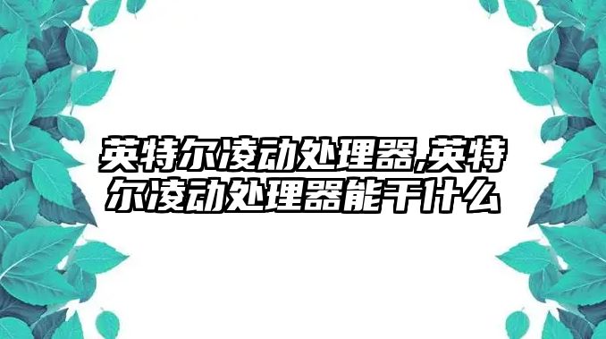 英特爾凌動處理器,英特爾凌動處理器能干什么